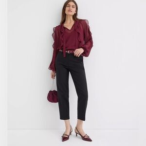 The Loft Black Riviera Slim Pants in Doubleweave. Size 4. NWOT.